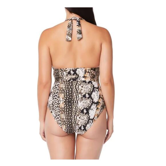 Bleu Rod Beattie Women's Walk On The Wild Side Plunge One Piece Swimsuit 10 NWT - Picture 2 of 5